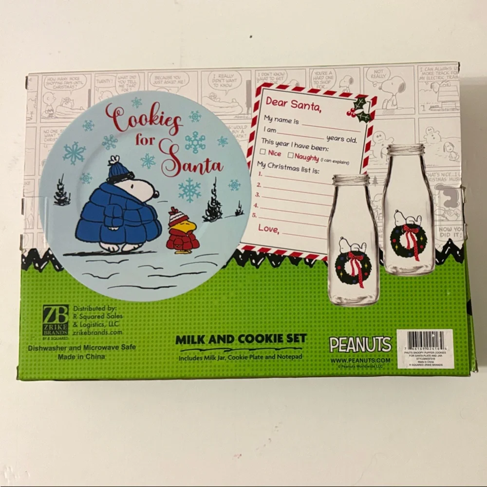 Peanuts Holiday Milk and Cookie Set - Blue, Red, Green - Picture 2 of 2